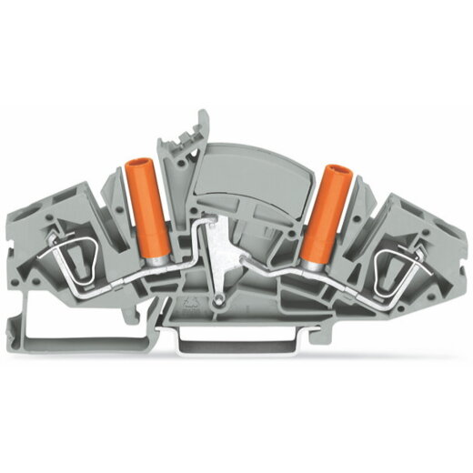 WAGO 2-Leiter-Durchgangsklemme 6 mm? mit berührungssicheren Prüfbuchsen grau 282-841