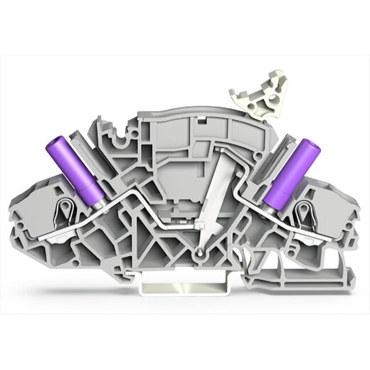 WAGO 2-Leiter-Trenn- und Messklemme z. B. für Spannungswandlerschaltungen mit berührungssicheren Prüfbuchsen grau 2007-8811/045-000