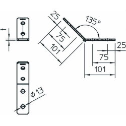 OBO Verbindungswinkel GMS L45FT 104x104mm mit 4 Löchern