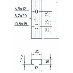 OBO Profilschiene CMS3518P0600FS 600x35x18 gelocht