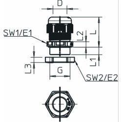 OBO Kabelverschraubung mit Gegenmutter V-TEC VM32+ OR pastellorange