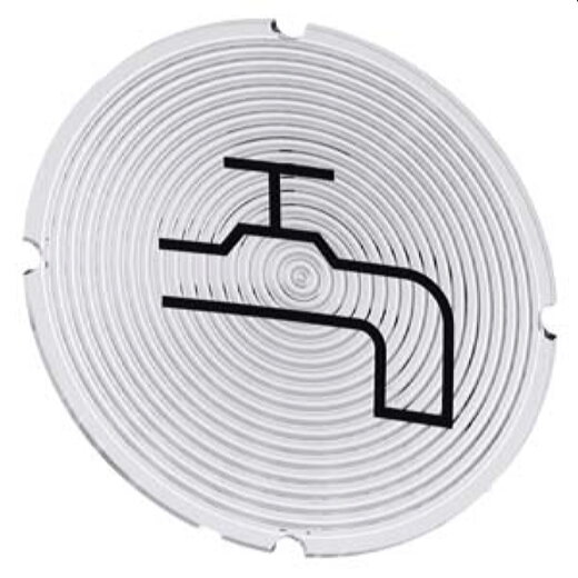 Siemens Einlegeschild rund milchig Symbol Wasserzulauf 3SU1900-0AB71-0RC0