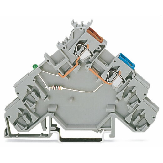 WAGO 4-Leiter-Initiatoreneinspeiseklemme LED grün Einspeisung auf der Initiatorenseite grau 280-586/281-496