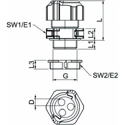 OBO Kabelverschraubung V-TEC TB25 4x8 teilbar mit Gegenmutter