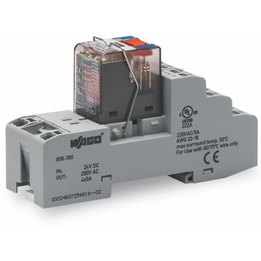 WAGO Relaismodul Eingangsnennspannung DC 220 V 4 Wechsler grau 858-391