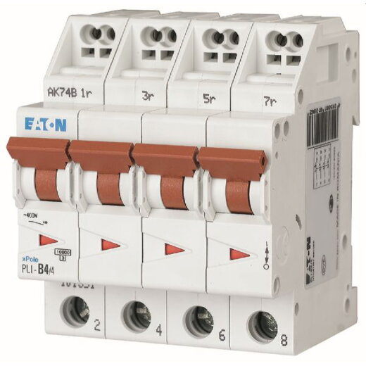 Eaton Electric Leitungsschutzschalter, Automat PLI-C4/4 C4A 4polig (Steckkl.)