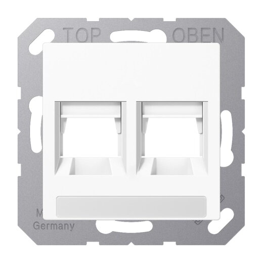 Jung Abdeckung (gerastet) für Modular-Jack-Steckbuchsen 2fach, Serie AS/A, alpinweiß A1569-25NAWEWW