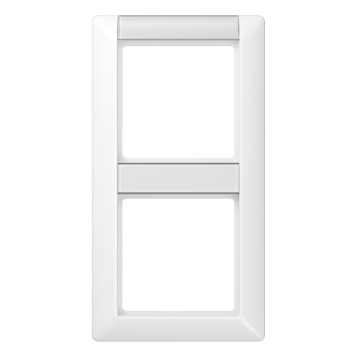 Jung Rahmen 2fach, mit Schriftfeld, senkrechte Montage, Duroplast antimikrobiell, AS 500, alpinweiß SPAS582NAWW