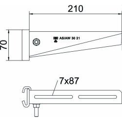 OBO Stielausleger AS 30/21 FT B: 210mm für IS8-Stiel