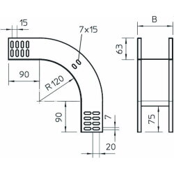 OBO Vertikalbogen RBV 620 F FT 90Grad fallend