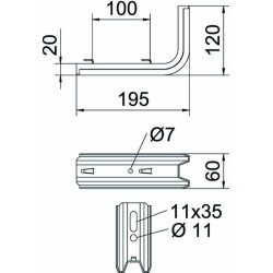 OBO TP Wand- und Stielausleger TPSAG 195 FS für Gitterrinne
