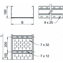 OBO Weitspannkabelrinne WKSG 163 FT gelocht Boden gesickt