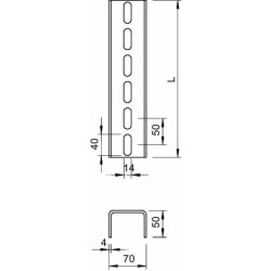 OBO U-Stiel US 7 400 FT 3seitig gelocht