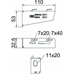 OBO Wand- und Stielausleger MWAG12 11FS B110mm f. Gitterrinne