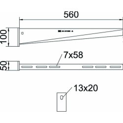 OBO Wand- und Stielausleger AW 30 56 FT B: 560mm tfvz
