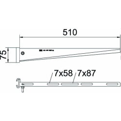 OBO Stielausleger AS 15 51 FT f. IS8 B: 510mm tfvz