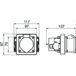 OBO CEE-Geräteeinbaudose 71GDCEE32 32 A 118x98x125 graphitschwarz