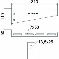 OBO Wand- und Stielausleger AW 55/31 VA4301 B310mm