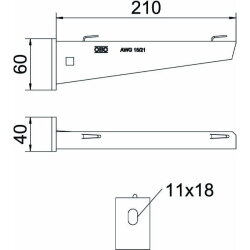 OBO Wand- und Stielausleger AW G 15/21 VA4301 B210mm