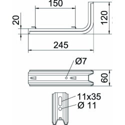 OBO TP Wand- und Stielausleger TPSAG/245 FT B245mm