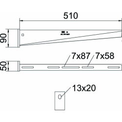 OBO Wand- und Stielausleger AW 30/51 VA4301 B510mm