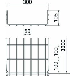 OBO Gitterrinne GRM 105/300 Edelstahl VA1.4301