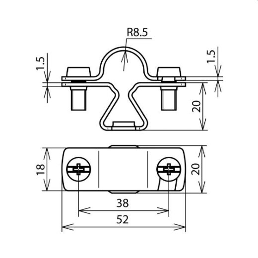 Dehn & Söhne Stangenhalter 274116 NIRO f. Rd 16mm