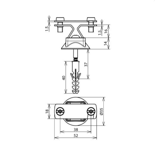 Dehn & Söhne Leitungshalter 274230 NIRO f. Fl30mm/Rd 6mm