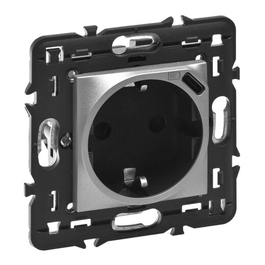 Legrand SCHUKO-Steckdose Mosaic USB-C alu