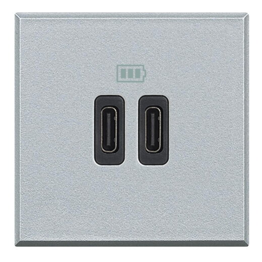 Bticino Netz-/Ladeteil Axolute USB C 2-modulig Aluminium