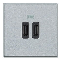 Bticino Netz-/Ladeteil Axolute USB C 2-modulig Aluminium