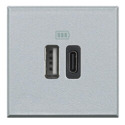 Bticino Netz-/Ladeteil Axolute USB A+C 2-modulig Aluminium