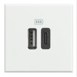 Bticino Netz-/Ladeteil Axolute USB A+C 2-modulig Weiß