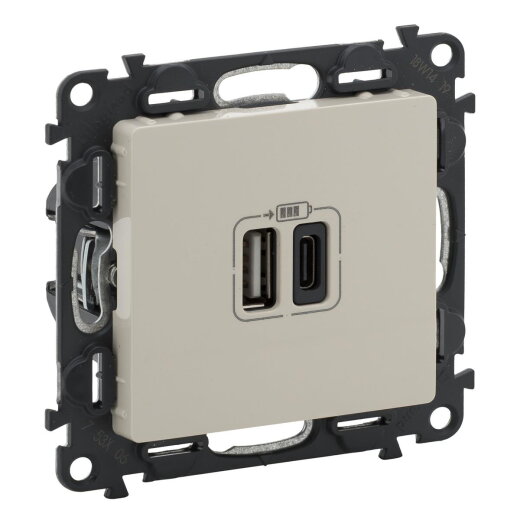 Legrand  753206 VLIFE 2xUSB-A+C 2MOD 3A MW