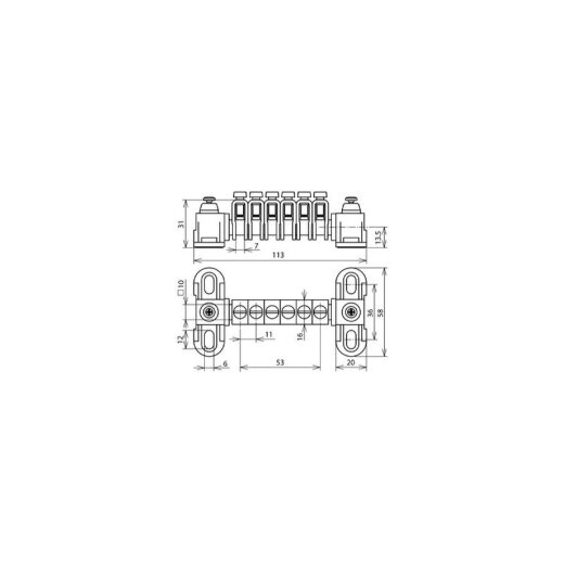 Dehn & Söhne Potentialausgleichschiene PAS 6RK OH 6x2,5-25qmm