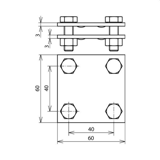 Dehn & Söhne Kreuzstück 318033 DIN 48845 H St/tZn ohne Zwischenp