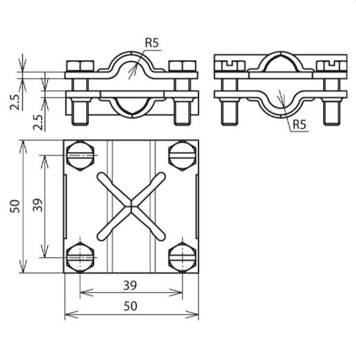 Dehn & Söhne Kreuzstück 314300 ohne Zwischenplatte St/tZn