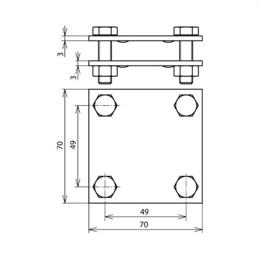 Dehn & Söhne Kreuzstück 320044 ohne Zwischenplatte St/tZn