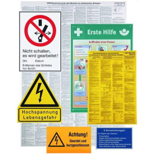Dehn & Söhne Warn-/Hinweisschildersatz WHSS EA K f. elektr. Anlagen Kunststoff