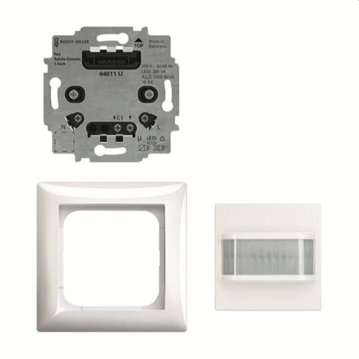 Busch-Jaeger Bewegungsmelder, Wächter 64761 UJ-914 BW 180 flex Set BASIC ws