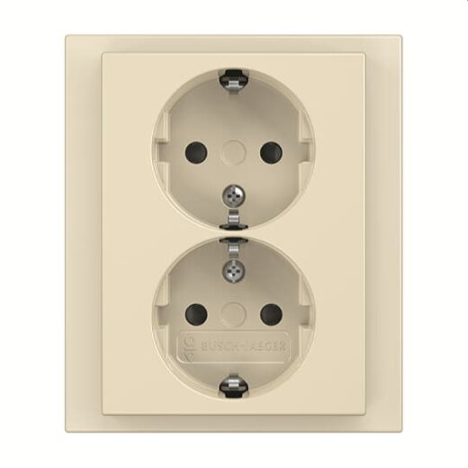 Busch-Jaeger SCHUKO-Doppel-Steckdose 202 EUJB-82 volle Abdeckung elfenbeinws