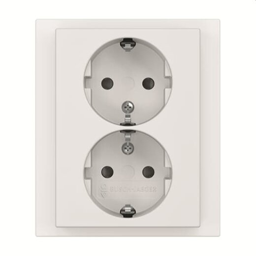 Busch-Jaeger SCHUKO-Doppel-Steckdose 202 EUJB-884 volle Abdeckung studioweiß