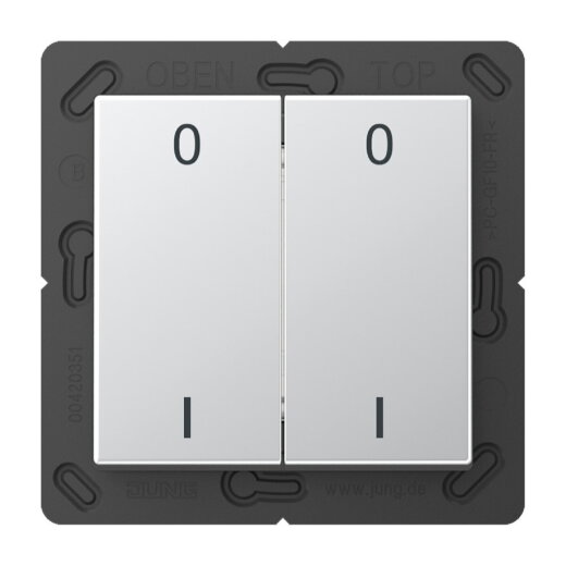 Jung EnOcean Funk-Wandsender 4-kanalig, Symbole 0 I, Serie A, aluminium ENOA595-01AL