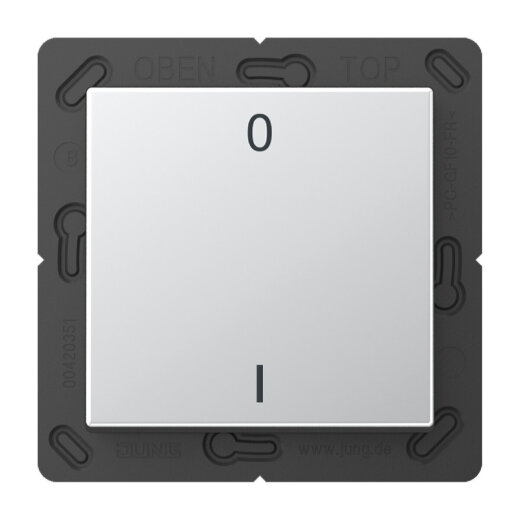 Jung EnOcean Funk-Wandsender 2-kanalig, Symbole 0 I, Serie A, aluminium ENOA590-01AL