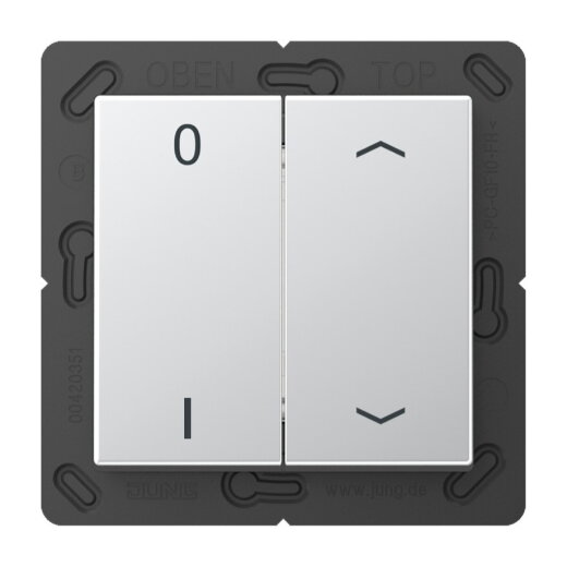 Jung EnOcean Funk-Wandsender 4-kanalig, Symbole 0 I und Pfeil, Serie A, aluminium ENOA595P01AL