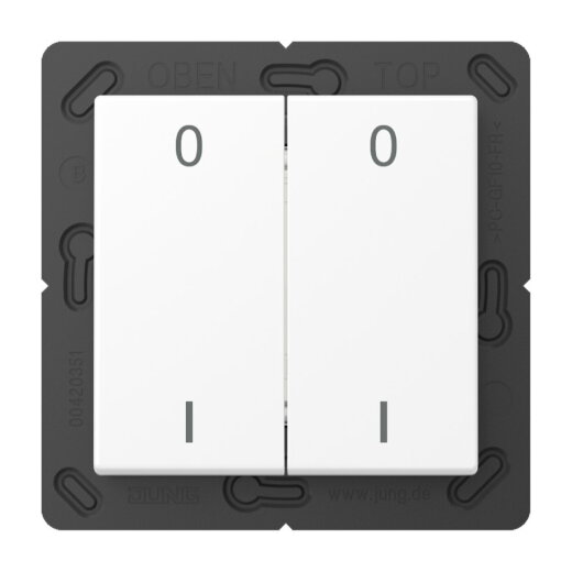 Jung EnOcean Funk-Wandsender 4-kanalig, Symbole 0 I, Serie A, schneeweiß matt ENOA595-01WWM