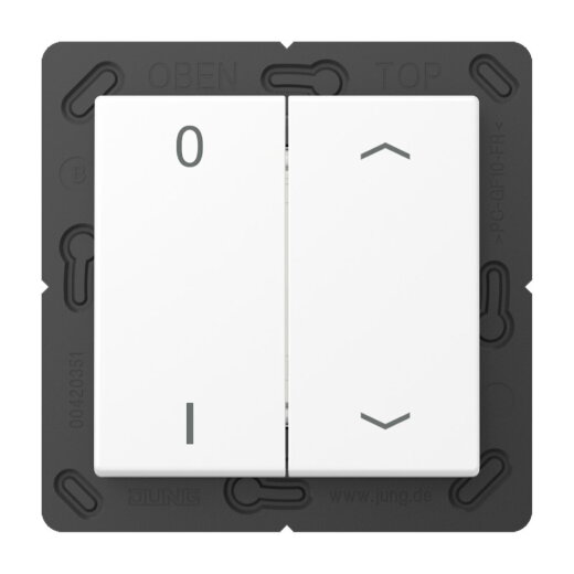 Jung EnOcean Funk-Wandsender 4-kanalig, Symbole 0 I und Pfeil, Serie A, schneeweiß matt ENOA595P01WWM