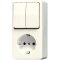 Jung SCHUKO®-Steckdose 16 A 250 V ~ mit Serienschalter 10 AX 250 V ~, AP 600, weiß 675A