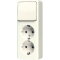 Jung SCHUKO®-Zweifach-Steckdose 16 A 250 V ~ mit Schalter Universal Aus-Wechsel 10 AX 250 V ~, AP 600, weiß 626A