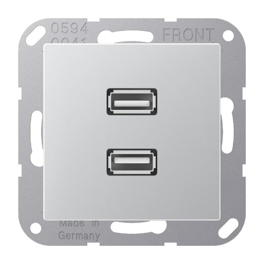 Jung Multimedia-Anschlusssystem 2 x USB 2.0, Serie A, aluminium MAA1153AL